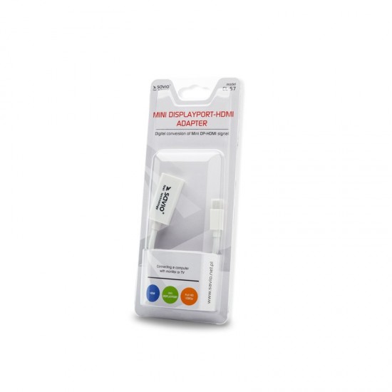 SAVIO MINI DISPLAYPORT (M) - HDMI (F) ADAPTER SAVIO MINI DISPLAYPORT (M) - HDMI (F) ADAPTER