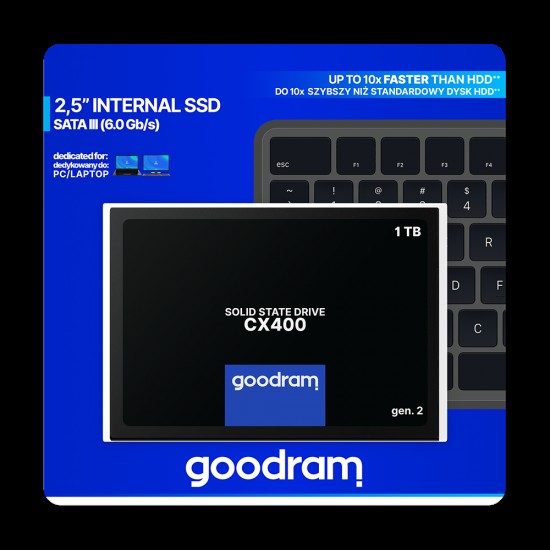 GOODRAM CX400 G.2 SSD 2.5'' 3D NAND SATA III 1TB GOODRAM CX400 G.2 SSD 2.5'' 3D NAND SATA III 1TB