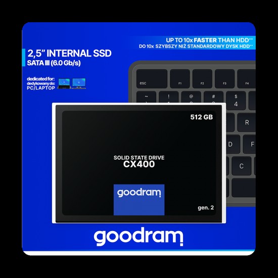 GOODRAM CX400 G.2 SSD 2.5'' 3D NAND SATA III 512GB GOODRAM CX400 G.2 SSD 2.5'' 3D NAND SATA III 512GB