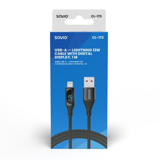 SAVIO LIGHTNING CABLE WITH DIGITAL DASPLAY 1M