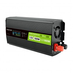 Green Cell Przetwornica napicia PowerInverter LCD 12 V 500W/1000W Przetwornica samochodowa z wywietlaczem - czysty sinus power adapter/inverter