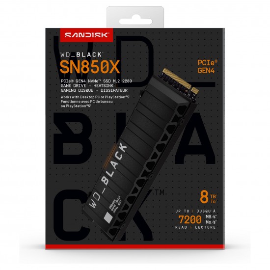 8TB WD Black SSD SN850X Heatsink POWERED BY SANDISK