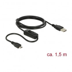 Delock Ladekabel USB 2.0 Typ-A Stecker > USB 2.0 Micro-B Stecker mit Schalter für Raspberry Pi 1,5 m Delock Ladekabel USB 2.0 Typ-A Stecker > USB 2.0 Micro-B Stecker mit Schalter für Raspberry Pi 1,5 m