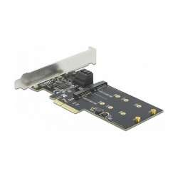 3 Port SATA und 2 Slot M.2 Key B PCI Express x4 Karte - Low Profile Formfaktor