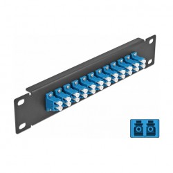 10" LWL Patchpanel 12 Port LC Duplex blau 1 HE schwarz