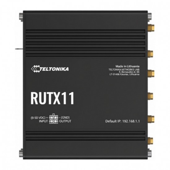 Teltonika · Router · RUTX11 · LTE CAT6 Router WLAN, Dual Band WiFi (Wave-2 802.11ac), 4x Gigabit LAN Port, Bluetooth, 2 SIM, USB, GNSS, M2M Teltonika · Router · RUTX11 · LTE CAT6 Router WLAN, Dual Band WiFi (Wave-2 802.11ac), 4x Gigabit LAN Port, Bluetooth, 2 SIM, USB, GNSS, M2M