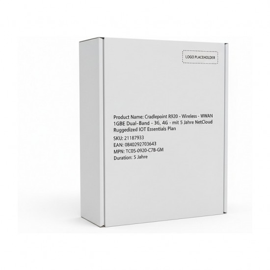 Cradlepoint R920 - Wireless Router - WWAN 1GbE Dual-Band - 3G, 4G - mit 5 Jahre NetCloud Ruggedized IoT Essentials Plan Cradlepoint R920 - Wireless Router - WWAN 1GbE Dual-Band - 3G, 4G - mit 5 Jahre NetCloud Ruggedized IoT Essentials Plan