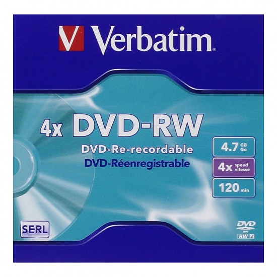 1x5 Verbatim DVD-RW 4,7GB 4x Speed, Jewel Case 1x5 Verbatim DVD-RW 4,7GB 4x Speed, Jewel Case