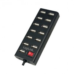 USB-HUB 13-Port m. Netzteil schwarz Kunststoff