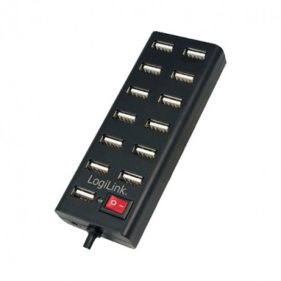 USB-HUB 13-Port m. Netzteil schwarz Kunststoff