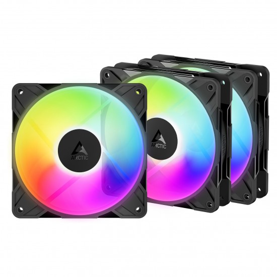 120mm ARCTIC Gehäuselüfter P12 Pro Reverse A-RGB PWM 3er-Pack schwarz 4-pin