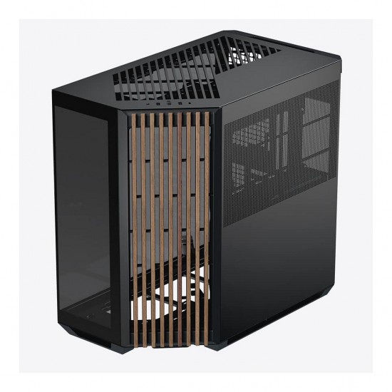 APNX V1 PC-Gehäuse, Midi-Tower, ATX, Tempered Glass - Holz, schwarz