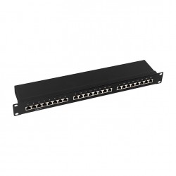 Patchpannel 19" 24 Port Cat6 STP black EconLine Logilink