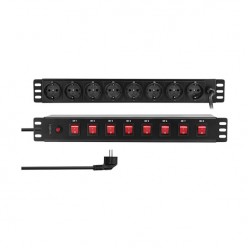 8er Steckdosenleiste 19" PDU 8x Schalter LogiLink Black 8er Steckdosenleiste 19" PDU 8x Schalter LogiLink Black