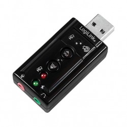 LogiLink USB 2.0 Audio-Adapter, USB-A/M zu 2x 3,5 mm/F, Virtual 7.1 Soundeffekt, schwarz