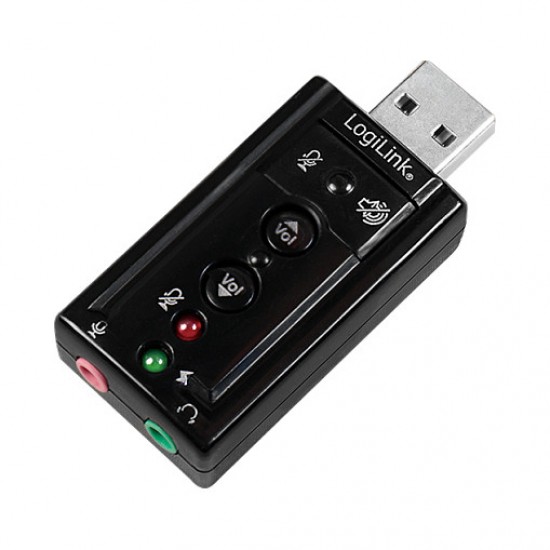 LogiLink USB 2.0 Audio-Adapter, USB-A/M zu 2x 3,5 mm/F, Virtual 7.1 Soundeffekt, schwarz LogiLink USB 2.0 Audio-Adapter, USB-A/M zu 2x 3,5 mm/F, Virtual 7.1 Soundeffekt, schwarz