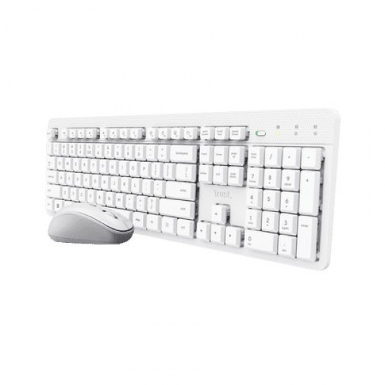 TRUST WIRELESS SILENT KEYBOARD &amp; MOUSE ODY II UK WHITE 25469
